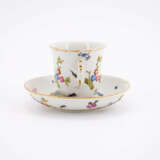 PORCELAIN DOUBLE-CROWN TEACUP & SAUCER WITH FLOWERS AND BIRDS - photo 2