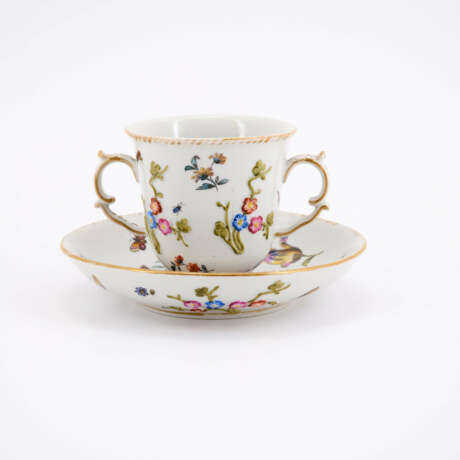 PORCELAIN DOUBLE-CROWN TEACUP & SAUCER WITH FLOWERS AND BIRDS - photo 5