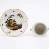 PORCELAIN DOUBLE-CROWN TEACUP & SAUCER WITH FLOWERS AND BIRDS - photo 6