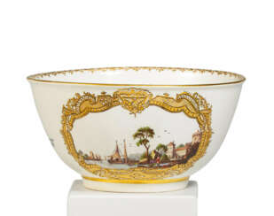 PORCELAIN BOWL WITH LARGE LANDSCAPE CARTOUCHES