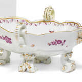 PORCELAIN SAUCE BOAT WITH MYTHICAL CREATURE IN PURPLE CAMAIEU - photo 1