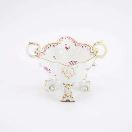 PORCELAIN SAUCE BOAT WITH MYTHICAL CREATURE IN PURPLE CAMAIEU - photo 2