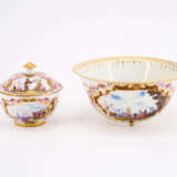 PORCELAIN SUGAR BOWL AND RINSING CUP WITH ELABORTAE MERCHANT SCENES AND LANDSCAPES - photo 5