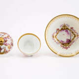 PORCELAIN SUGAR BOWL AND RINSING CUP WITH ELABORTAE MERCHANT SCENES AND LANDSCAPES - photo 6