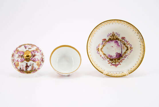 PORCELAIN SUGAR BOWL AND RINSING CUP WITH ELABORTAE MERCHANT SCENES AND LANDSCAPES - photo 6