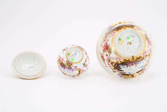 PORCELAIN SUGAR BOWL AND RINSING CUP WITH ELABORTAE MERCHANT SCENES AND LANDSCAPES - photo 7