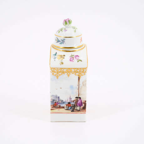 PORCELAIN TEA CADDY WITH LANDSCAPE & MERCHANT SCENES - photo 4
