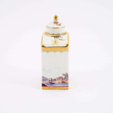 PORCELAIN TEA CADDY WITH CIRCUMFERENTIAL RIVERSCAPE AND MERCHANT SCENES - photo 2