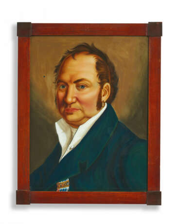 LARGE GLASS PAINTING WITH PORTRAIT OF KING MAX I JOSEPH - photo 1