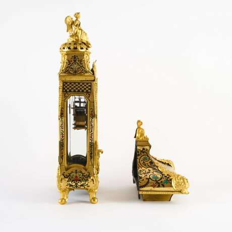 BRONZE PENDULUM CLOCK ON CONSOLE WITH BOULLE DECOR LOUIS XIV - photo 4