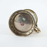 LARGE SILVER LIDDED TANKARD WITH FINELY ENGRAVED COSTUME FIGURES AND ALLIANCE COAT OF ARMS - photo 8