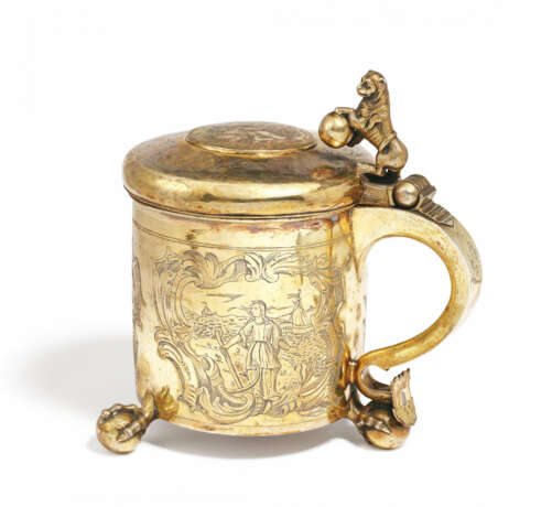 LARGE SILVER VERMEIL TANKARD WITH DEPICTIONS OF THE THREE CHRISTIAN VIRTUES - photo 1