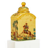 PORCELAIN TEA CADDY WITH HUSSAR ON A HORSE IN LANDSCAPE - photo 1