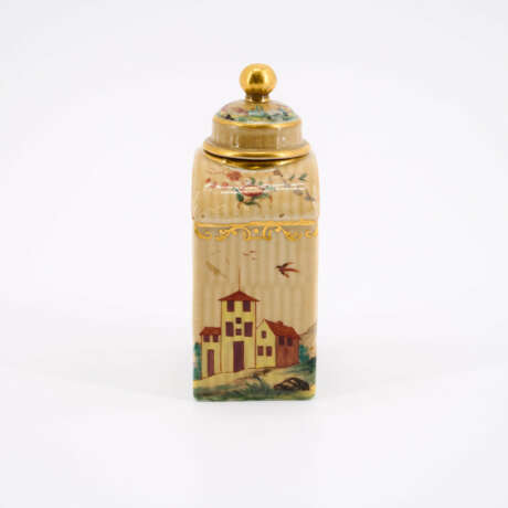 PORCELAIN TEA CADDY WITH HUSSAR ON A HORSE IN LANDSCAPE - photo 2