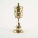 LARGE LIDDED SILVER GOBLET WITH FIGURATIVE SHAFT - photo 2