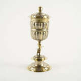 LARGE LIDDED SILVER GOBLET WITH FIGURATIVE SHAFT - photo 4