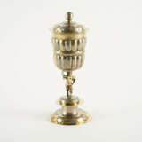 LARGE LIDDED SILVER GOBLET WITH FIGURATIVE SHAFT - photo 5
