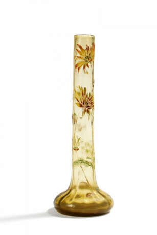 LARGE GLASS ROD VASE WITH BLOOMING CONEFLOWER - photo 1