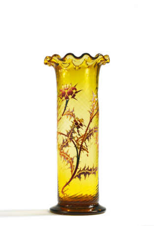 LARGE CYLINDRICAL GLASS VASE 'CHARDONS DE LORRAINE' - photo 1