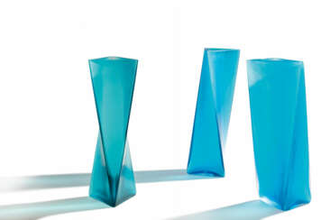 THREE LARGE GLASS VASES "ROSETTA, GHIACCIO, VELATO"