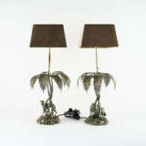 PAIR OF UNIQUE METAL TABLE LAMPS WITH PALM TREES AND GREYHOUNDS - photo 5