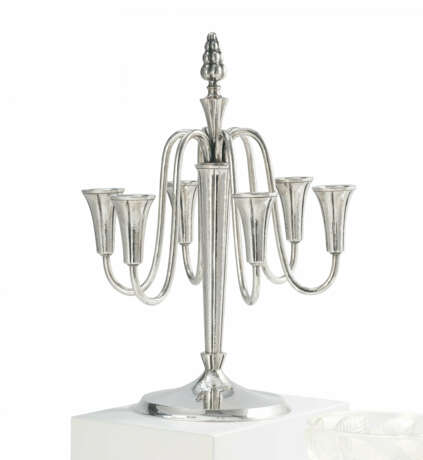 SILVER CANDELABRA WITH MARBLED SURFACE - photo 1