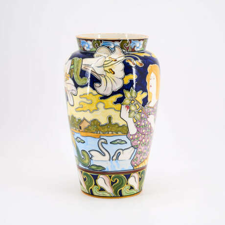 LARGE FAIENCE ART NOUVEAU VASE WITH WOMAN'S PORTRAIT - photo 4