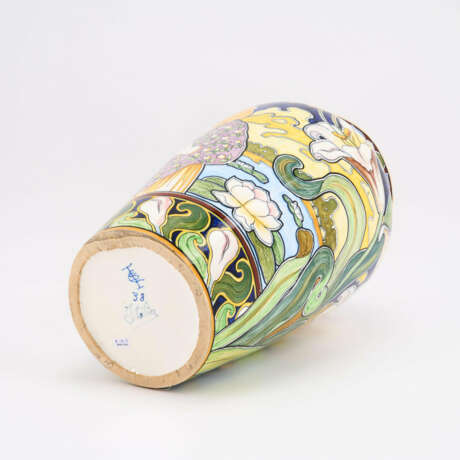 LARGE FAIENCE ART NOUVEAU VASE WITH WOMAN'S PORTRAIT - photo 6