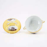 PORCELAIN ÉCUELLE & BASE WITH A LEMON-COLOURED GROUND, DEPICTING RUINS IN QUATREFOIL CARTOUCHES - photo 7