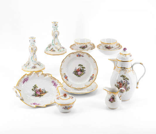 PORCELAIN COFFEE SERVICE FOR 12 WITH COLOURFUL COTTON WOOL SCENE - photo 12
