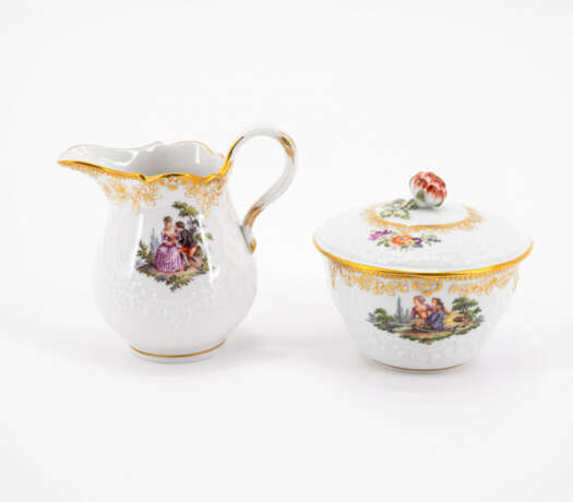 PORCELAIN COFFEE SERVICE FOR 12 WITH COLOURFUL COTTON WOOL SCENE - photo 17