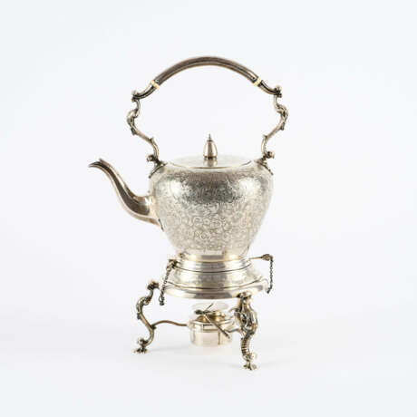 LARGE SILVER COFFEE AND TEA SERVICE WITH FINELY ENGRAVED FLOWER TENDRILS - photo 6