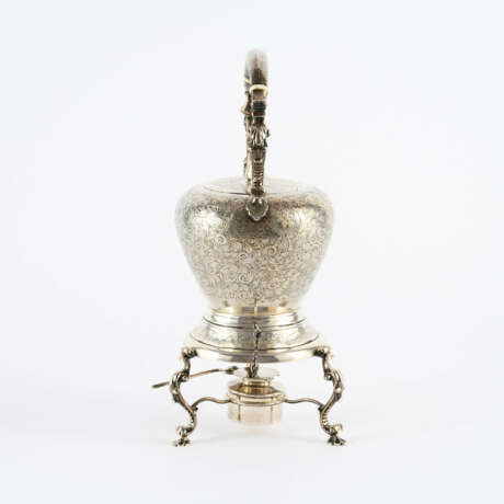 LARGE SILVER COFFEE AND TEA SERVICE WITH FINELY ENGRAVED FLOWER TENDRILS - photo 7