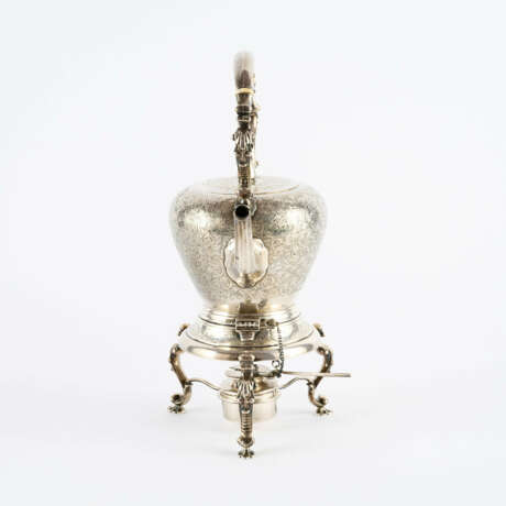 LARGE SILVER COFFEE AND TEA SERVICE WITH FINELY ENGRAVED FLOWER TENDRILS - photo 9