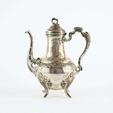 SILVER COFFEE POT WITH ROCAILLES AND BLOSSOMS - photo 2