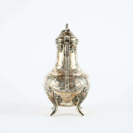 SILVER COFFEE POT WITH ROCAILLES AND BLOSSOMS - photo 3