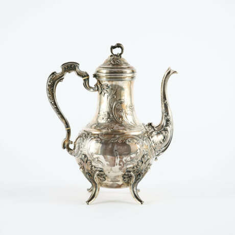 SILVER COFFEE POT WITH ROCAILLES AND BLOSSOMS - photo 4