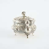 LARGE SILVER BISCUIT TIN ROCOCO STYLE WITH ROSE KNOB - photo 1