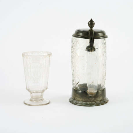 GLASS GOBLET AND "WALZENKRUG" TANKARD WITH BREWER'S MARK - photo 3