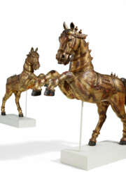 PAIR OF WOODEN PROCESSIONAL HORSES