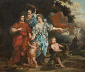 Portrait of a Couple with Hunting Dogs and Cherubs