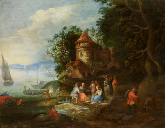 Landscape on Water with Fishermen - photo 1
