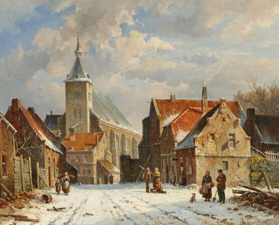 Wintery Snow-Covered Street in a Dutch Town - photo 1