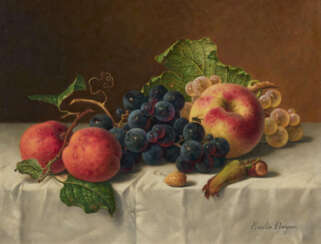 Still Life with Peach, Apricots, Grapes and Hazelnuts