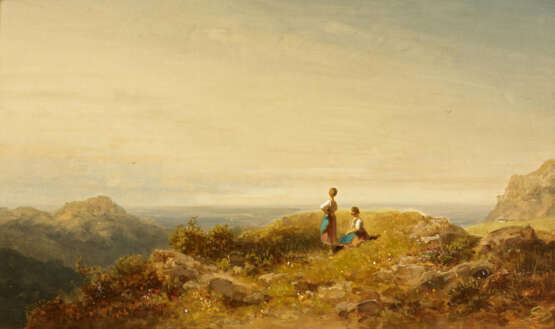 Auf der Alm (Mountainscape - Girls on a Plateau). - photo 1