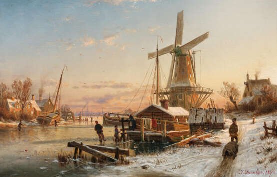Winter Evening at the Canal in Holland - фото 1