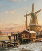 Johannes Bartholomäus Duntze. Winter Evening at the Canal in Holland