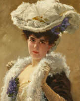 Elegant Lady with Hat and Boa