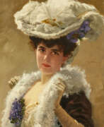 Hermann Clementz. Elegant Lady with Hat and Boa