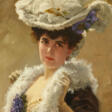 Elegant Lady with Hat and Boa - Now at the auction